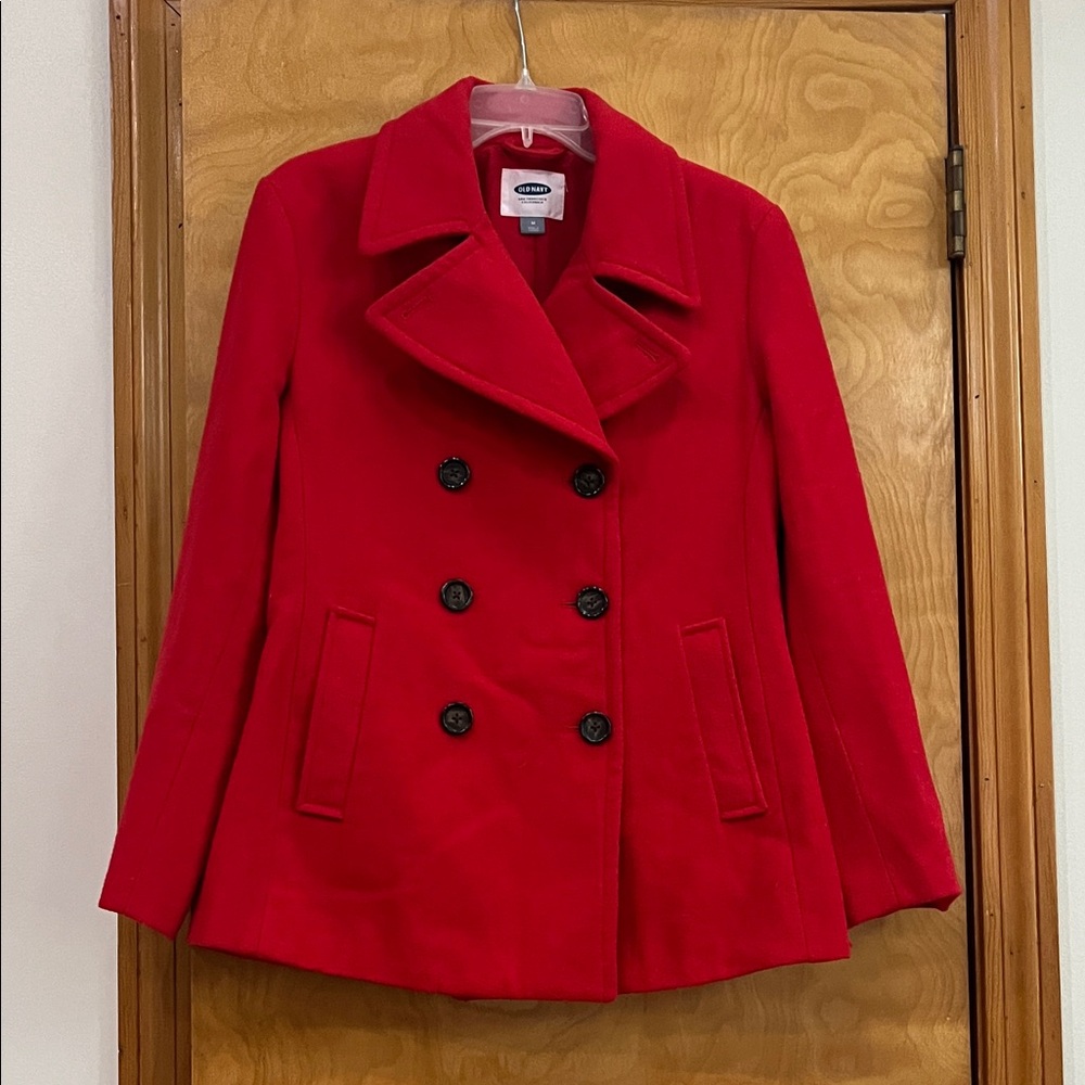 Old Navy Women's Bold Red Pea Coat